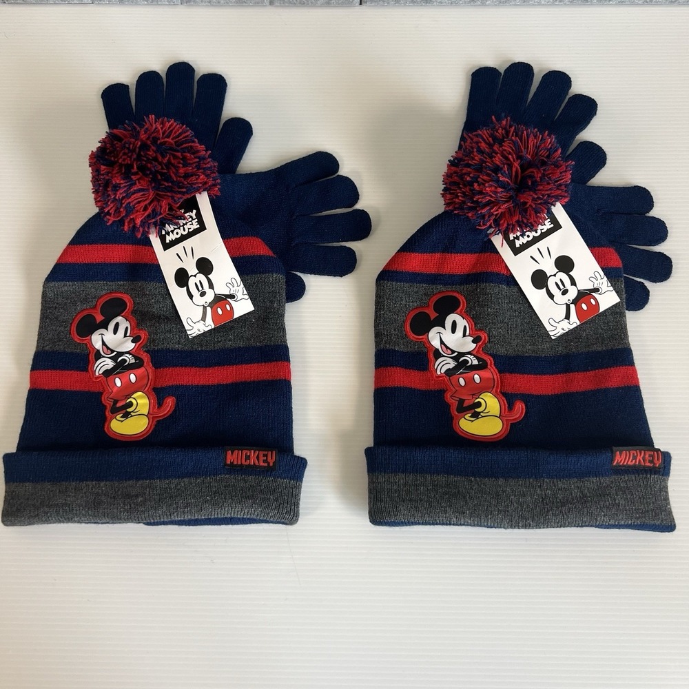 Twin Set Disney Mickey Mouse Hat & Gloves One Size New